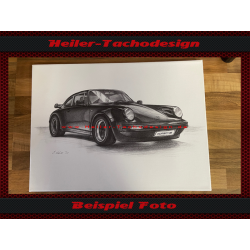 Bleistift Zeichnung Porsche 964