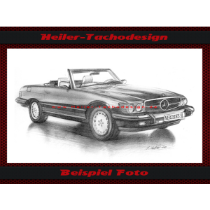 Bleistift Zeichnung Mercedes SL W107 R107