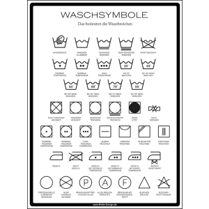 Textilpflegesymbol Pflegesymbol Waschsymbole Piktogramme zur Kennzeichnung von Textilien - 1